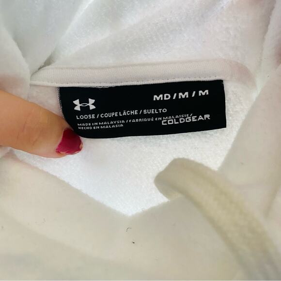UNDER ARMOUR White Tan Beige Camo Logo Pullover Hoodie Sweatshirt Sweater Top M - Picture 6 of 8